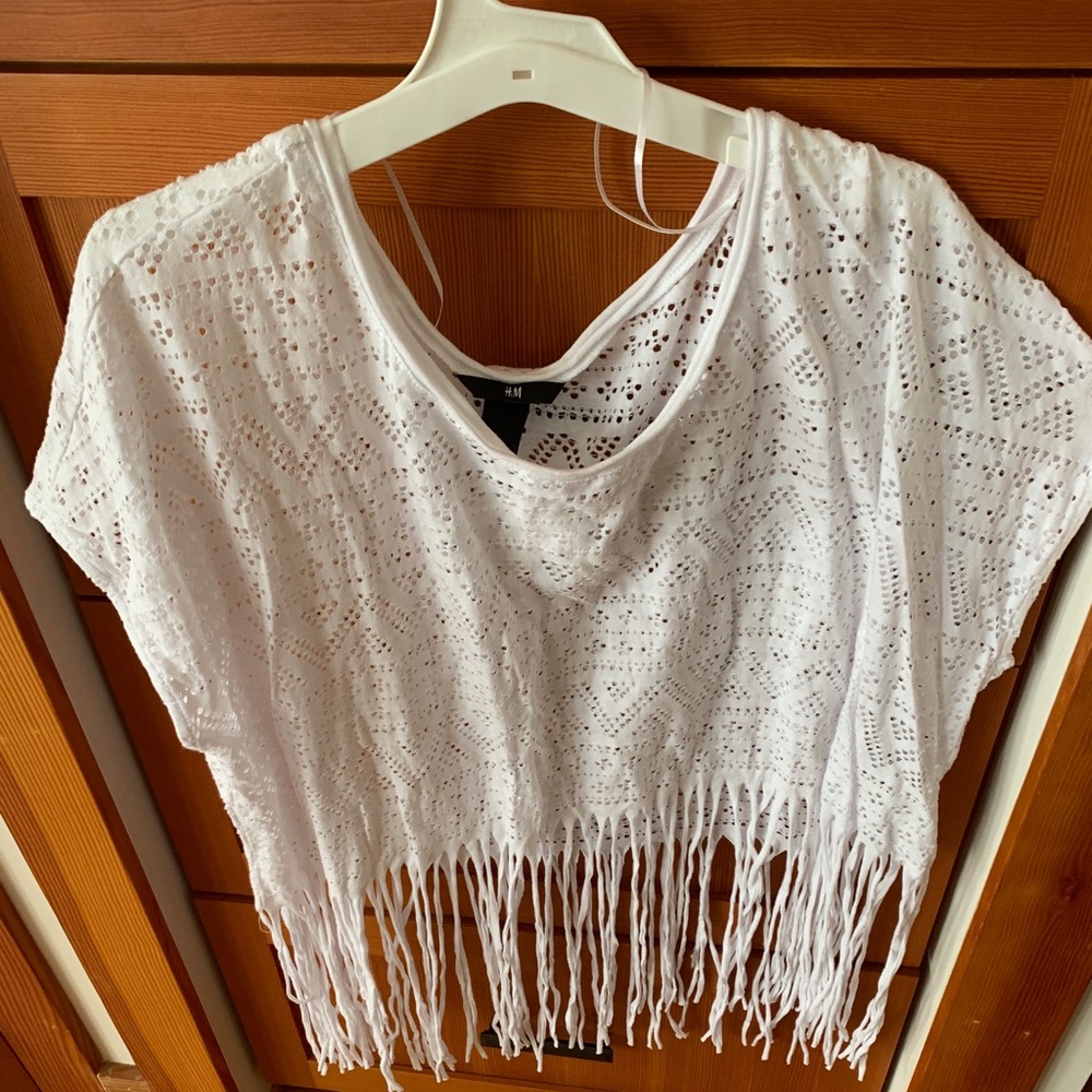 H&M white boho cut out top - Picture 1 of 4